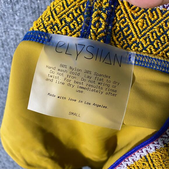 Elysiian Bikini Bottoms Small Golden Yellow Bali Embroidered High Rise Cheeky - Picture 6 of 8